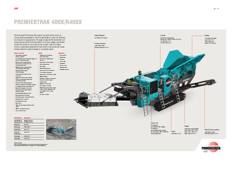 Jaw Crusher | Premiertrak 400X & R400X | Powerscreen