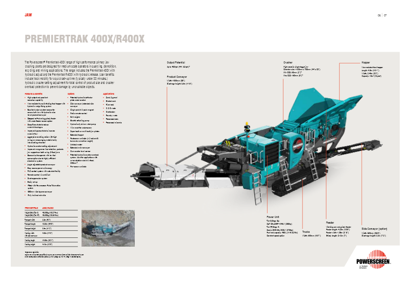 Premiertrak 400X & R400X Jaw Crusher Brochure