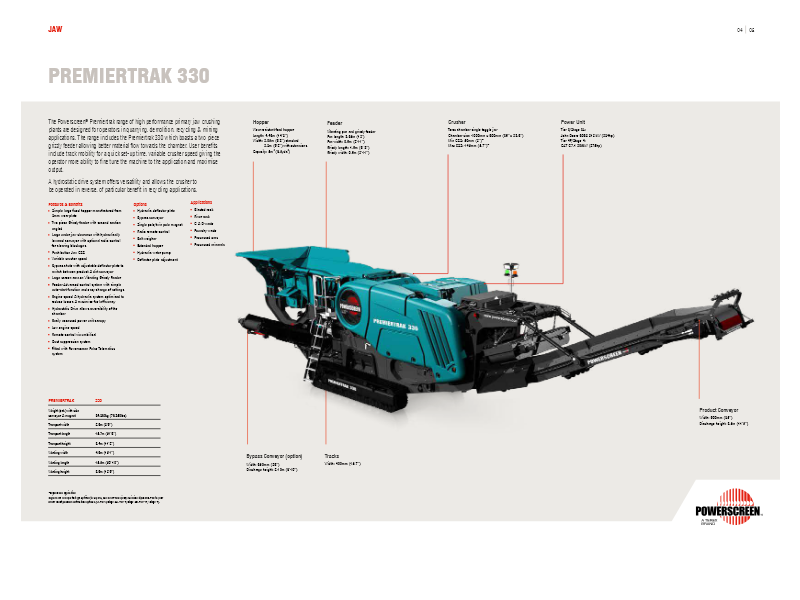 Premiertrak 330 Jaw Crusher Brochure
