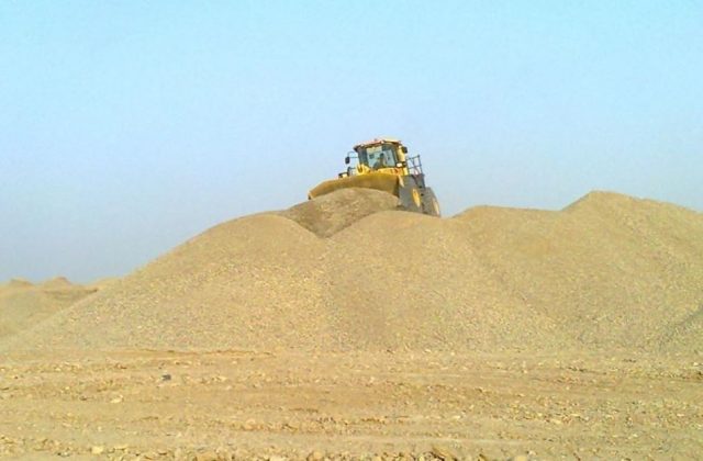 stockpiled material from river bed screening